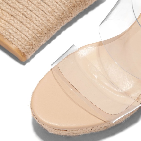 SZ 10 Clear Nude Open Toe Espadrille Wedge Sandals - Picture 8 of 8